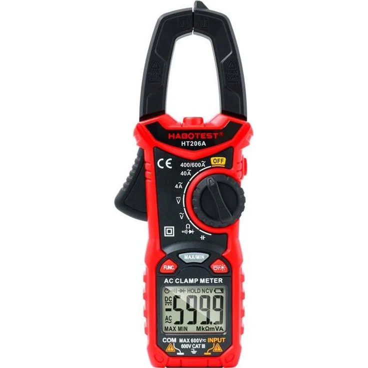 Habotest HT206A, Multimeter CAT III 600V mit Hintergrundbeleuchtung, Taschenlampe und Datenspeicherung