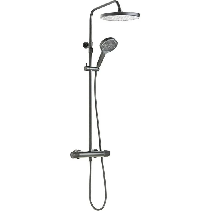 SCHÖNER WOHNEN-Kollektion Duschsystem GLAIA, Duscharmatur Komplettset mit Thermostat, Regendusche 25,5 cm, Höhe 118,5 cm, Industrial