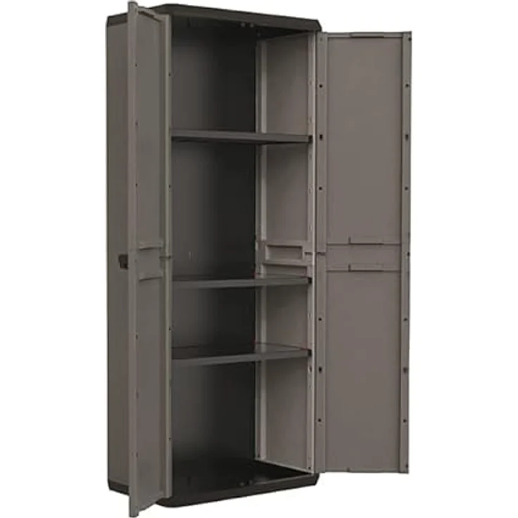Keter Più Kunststoffschrank, hoch, anthrazit/schwarz, 68 x 39 x 166 cm – Bild 4