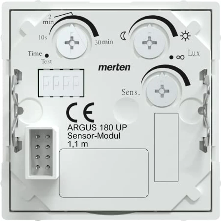 Merten Sensor-Modul MEG5710-0325, Bewegungsmelder mit 180° Erfassungswinkel, 12 m Reichweite, Lichtfühlerfunktion und unterputzmontage, aktivweiss glänzend – Bild 3