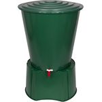 Kreher XL Regentonne 210 Liter aus Kunststoff in Grün mit Monoblock Stand, Wasserhahn und Sicherheitsverschluss - Top Qualität