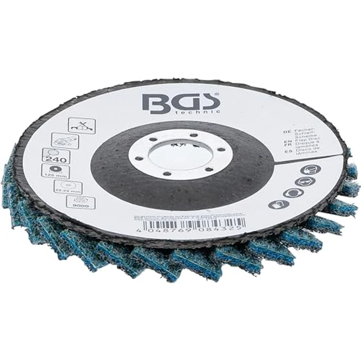 BGS 74476 | Fächer-Schleif-Scheibe | Vlies | Ø 125 mm | Körnung 240, feines Schleifvlies mit 22,23 mm Bohrung, langlebig - BGS – Bild 3
