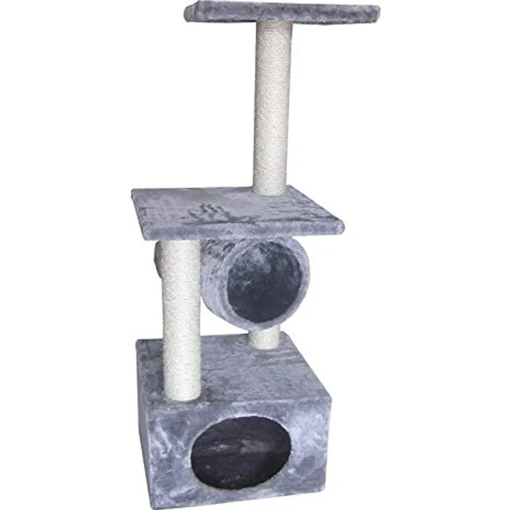 Europet Kratzbaum mit Stamm, 8 x 38 x 38/110 cm, Hellgrau