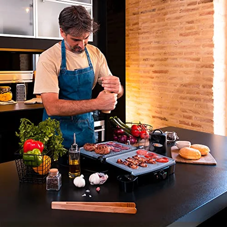 Cecotec Rock’nGrill 2000 Stone Ceramic Mix&Grill, Elektrischer Grill mit 2000 W, gemischte Grillfläche, 180° Öffnung, Keramikbeschichtung – Bild 4