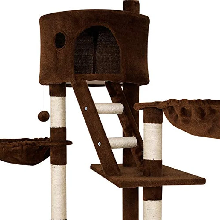 lionto Kratzbaum XXL Kletterbaum Katzenkratzbaum Katzenbaum höhenverstellbar 230-250 cm, braun – Bild 3
