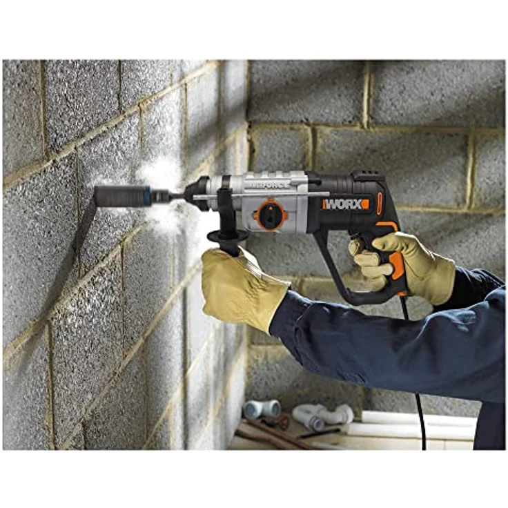 Worx WX339 Bohrhammer Elektrisches Profi Werkzeug mit 800W Bohrer, Hammerbohrer & Meißel in einem Mit SDS-Plus Schnellspannbohrfutter & Links--Rechtslauf PowerShare kompatibel – Bild 4