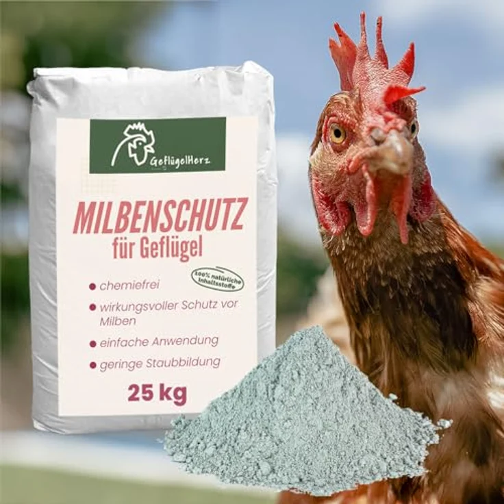 Petigi GeflügelHerz, 100% natürlicher Milbenschutz-Pulver für Hühner, 25kg Staubbad & Einstreuoptimierung – Bild 2