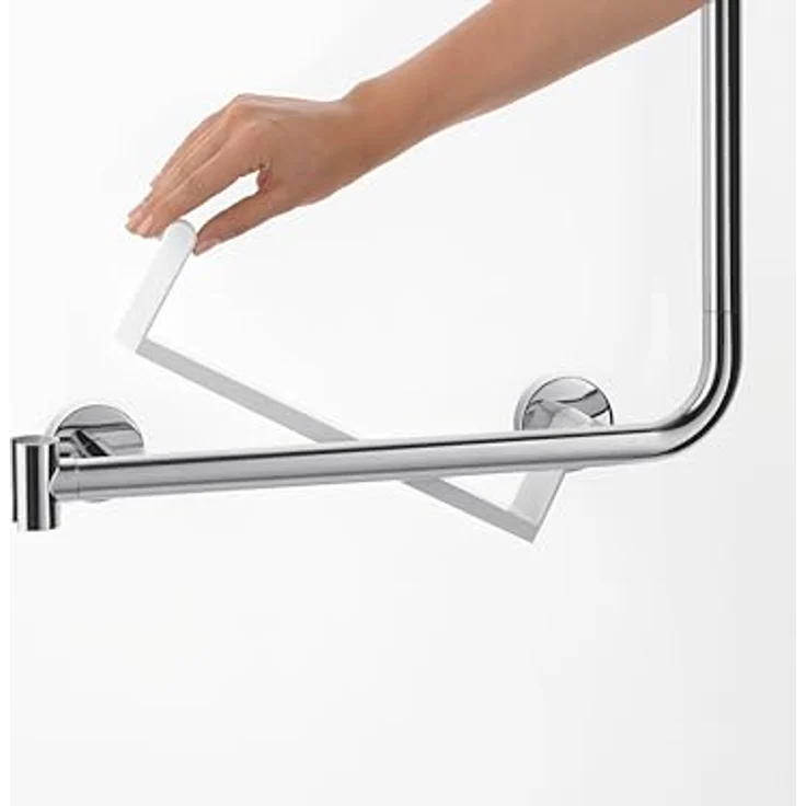 Hansgrohe Unica Comfort Bar 1100 mm R, Brausestange mit Haltegriff, Ablagekorb und verstellbarem Schieber, weiß – Bild 5