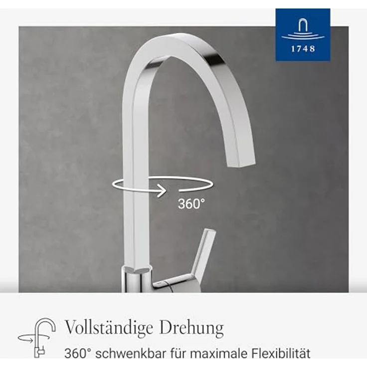 Villeroy & Boch Variaro Küchenarmatur, 360° schwenkbarer Auslauf, FirmaFlow® Kartusche, Schnellmontagesystem, Chrom-Finish – Bild 2