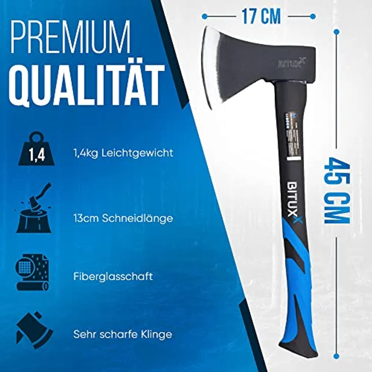BITUXX Spaltbeil Set, Fiberglas Axt und Spalthammer mit 600g und 1000g Köpfen, gummiertem Handgriff, robustem Kohlenstoffstahl für Garten und Wald – Bild 3