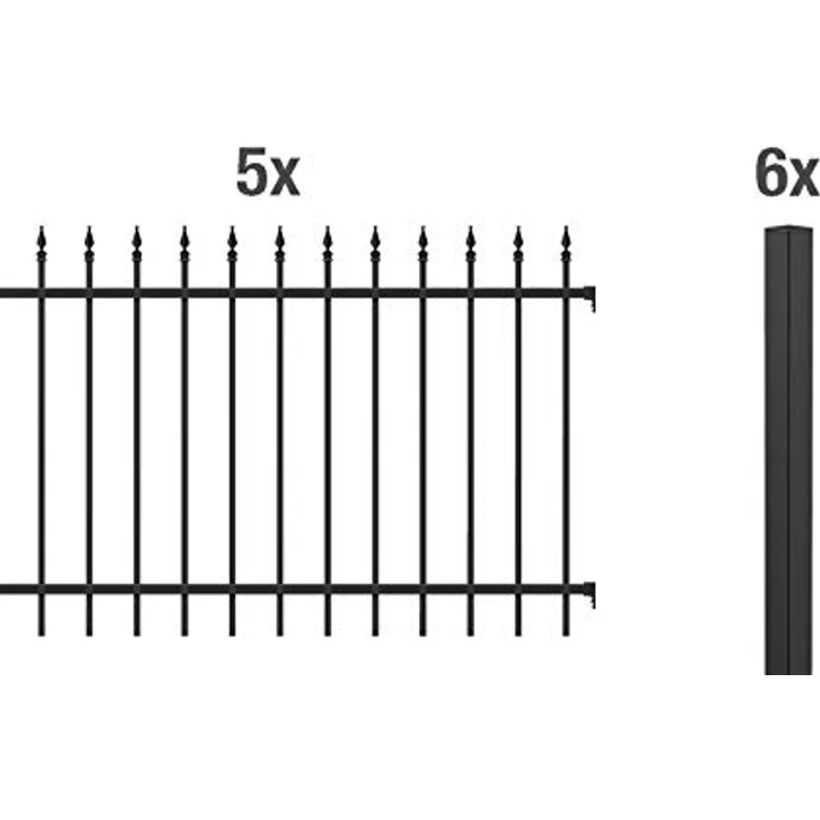 Alberts 510268 Zaunkomplettset Chaussee, Einbetonierbar, Aluminium, matt-schwarz, Höhe 100 cm, Länge 10 m – Bild 2