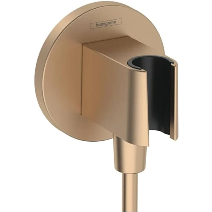 hansgrohe Badarmatur HG Wandanschluss FixFit S mit Brausehalter brushed bronze, feste Halteposition und Rückflussverhinderer – Bild 1