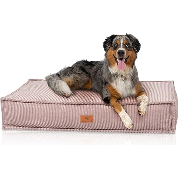 Knuffelwuff Hundekissen Lesedi aus Cord mit Handwebcharakter 135x90cm Rosa - Abnehmbarer Bezug - waschbar - für große, mittelgroße und kleine Hunde – Bild 1