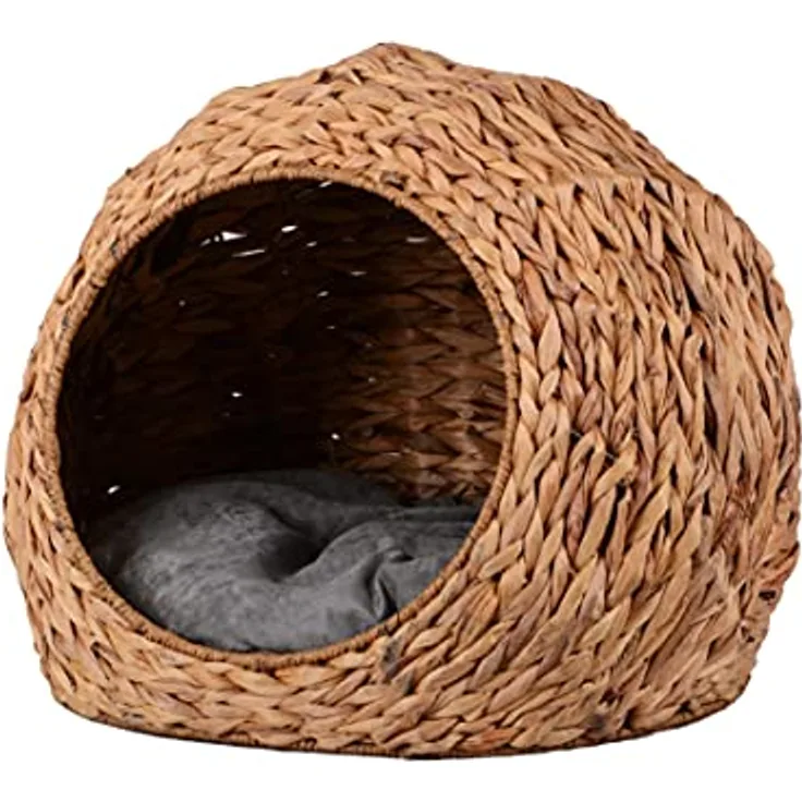 UNUS Animals Katzenkorb Katzenhöhle rund mit Kissen, Haustierkorb für Hunde und Katzen, Seegras in natürlicher Optik