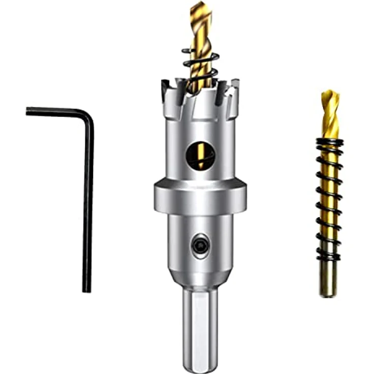 ASNOMY 22mm TCT-Hartmetall-Lochsäge mit 2 Titan-Bohrspitzen, für Metall, Holz, Kunststoff und mehr – Bild 1