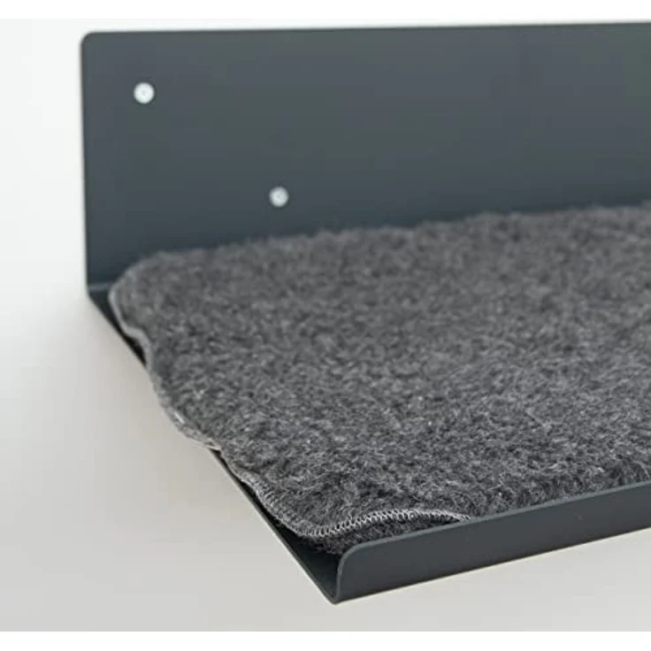 LucyBalu® Wandliege für Katzen | Katzenbett für die Wand | Katzen Wand Liegeplatz | Katzen Wandbett | Katzenliege für die Wand | Katzenmöbel für Kletterwand | Katzenregal | Anthrazit mit Woll-Auflage – Bild 5