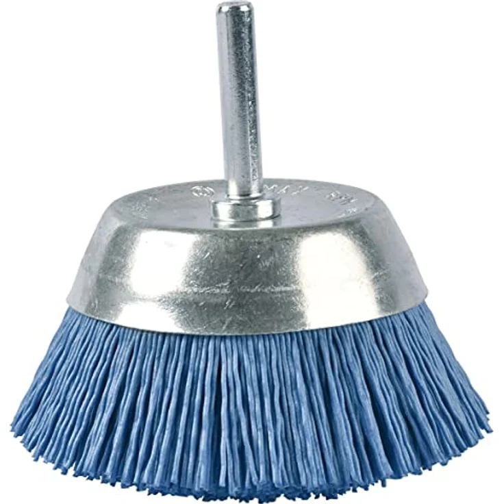 Makita D-45559, 75mm feiner Nylon-Wellenbecher zur materialschonenden Oberflächenbearbeitung, Ø 0,7mm Drahtdurchmesser, orange für grobes Schleifkorn, blau für feine Ausführung – Bild 2