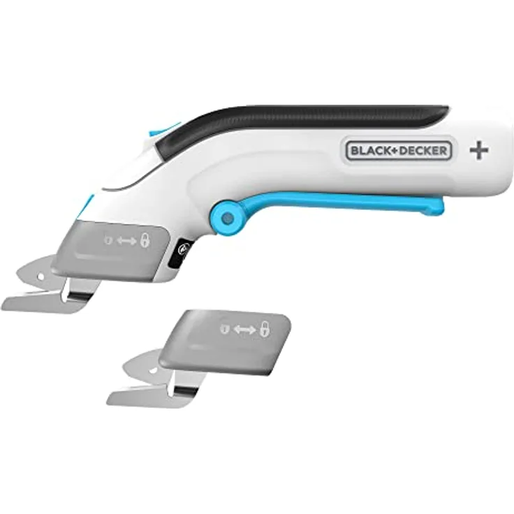 Black+Decker 3.6V Akku-Schere BCSC115 (kabellos, für Stoffe, Papier, Karton, Leder und Kunststoff, inkl. 2 austauschbare Klingen, USB-C Ladekabel)