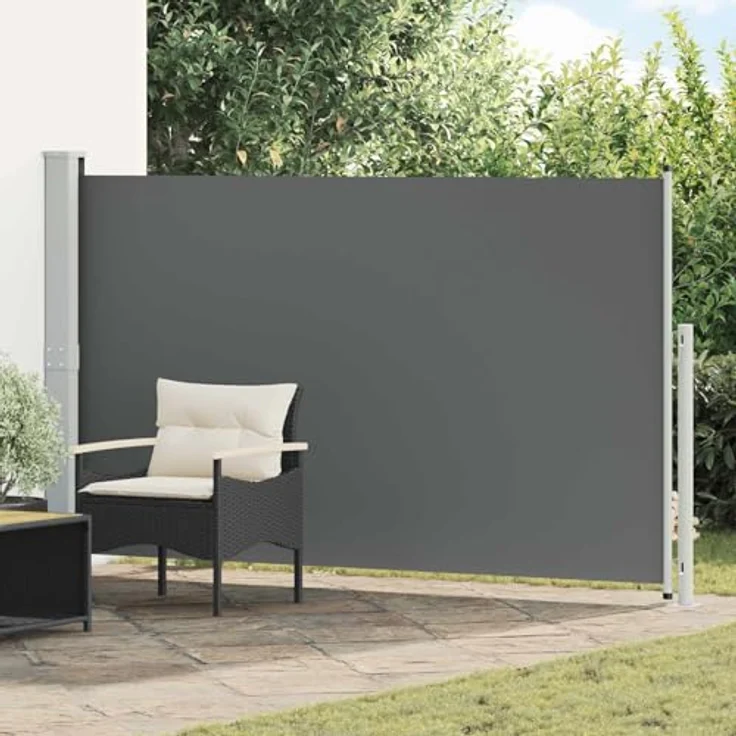 vidaXL Seitenmarkise, einziehbar, Anthrazit, 300 x 180 cm, UV- und wasserabweisendes Polyester, verstellbar für Terrasse und Garten – Bild 2