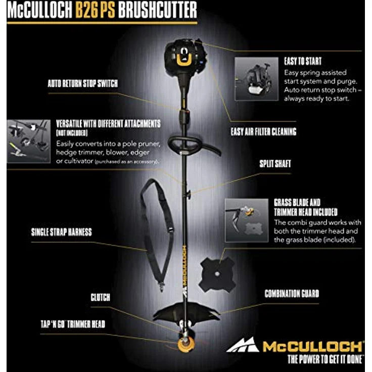 McCulloch Freischneider B26 PS, Motorsense mit 40 cm Arbeitsbreite (Faden), automatischer Start--Stopp-Schalter (Art.-Nr. 00096-72.078.01) – Bild 3