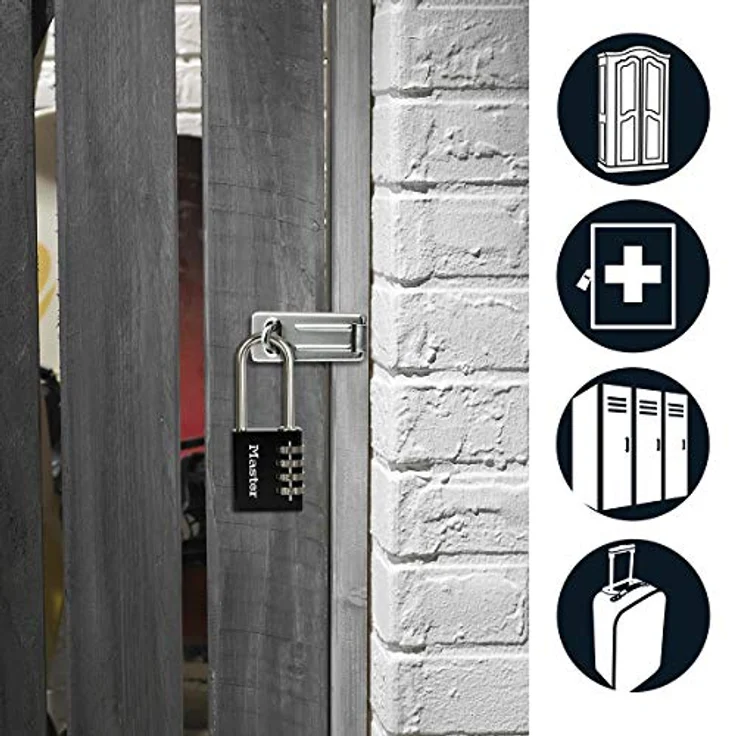 MASTER LOCK - 7640EURDBLKLH - Schwarzes Aluminium Zahlenschloss mit hohem Bügel – Bild 3