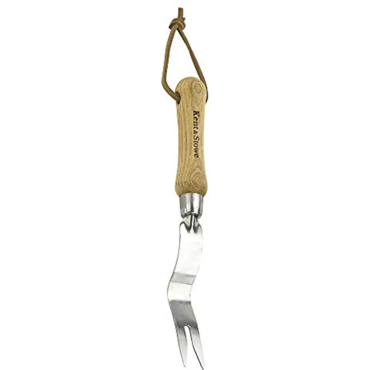 Kent & Stowe Hand Wurzelstecher – Unkrautstecher aus Edelstahl für Gras- und Erdflächen, Unkrautentferner mit Stiel aus Eschenholz, Länge: 30 cm