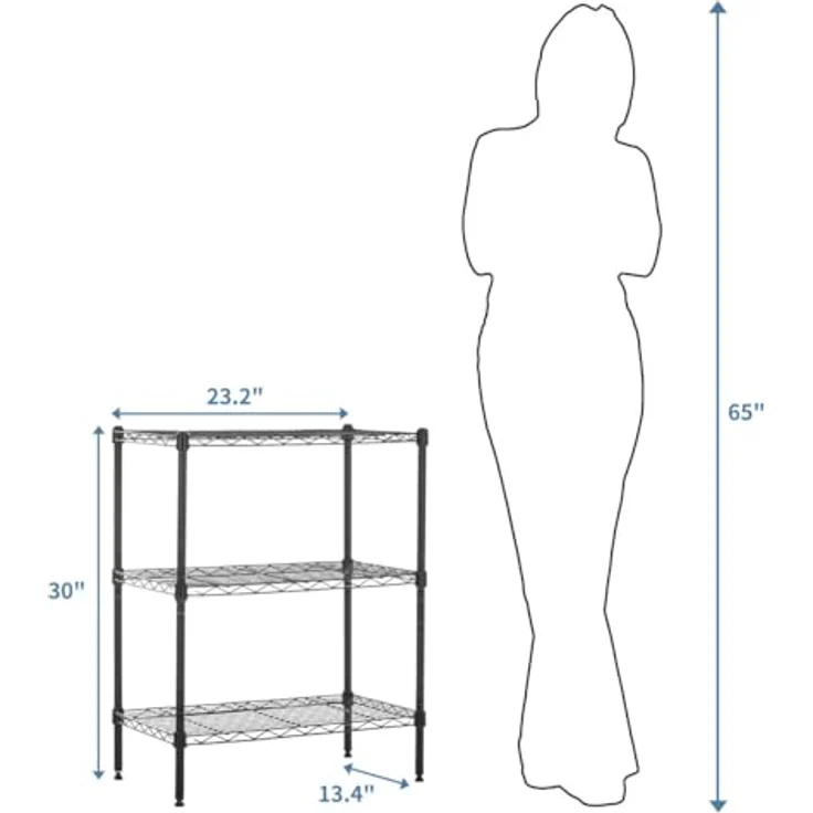 AmazonBasics Lagerregal mit 3 Regalböden, bis zu 115 kg pro Regalboden, Schwarz – Bild 5