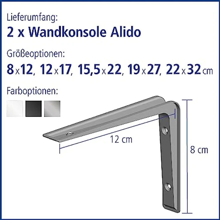 Element System 18133-00133 Alido - Regalträger - 2 Stück - weißaluminium - 80 x 120 mm – Bild 4