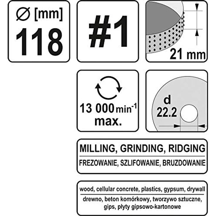 Yato Raspelscheibe D 118 x 22,2, Raspel stirnseitig-flächig – Bild 3