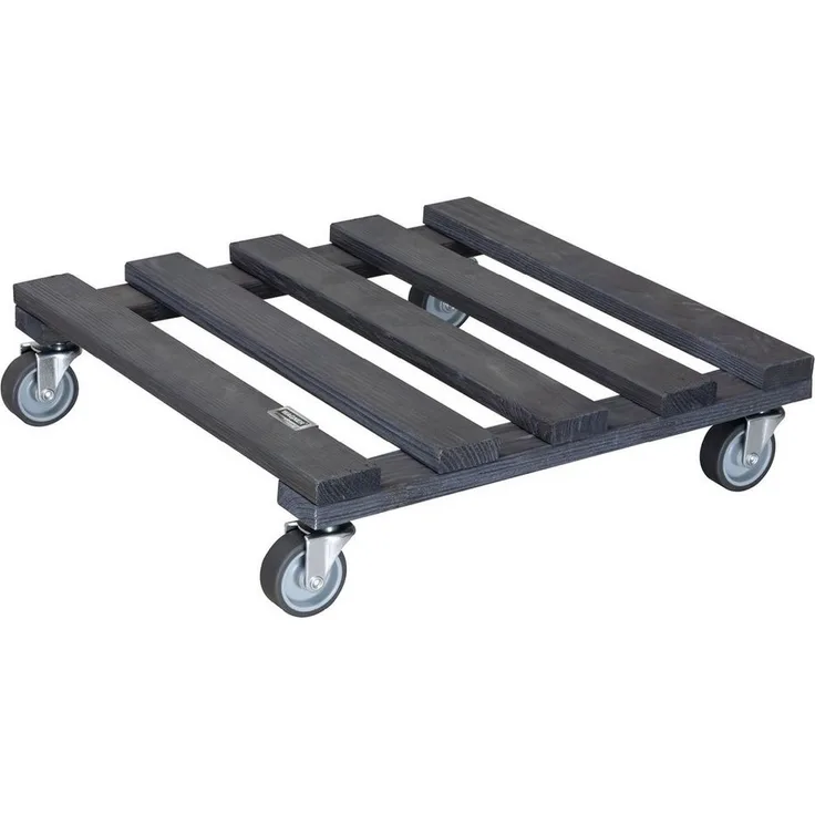 WAGNER design yourself Pflanzenroller PALETTI eckig 38 x 38 x 9,5 cm aus FSC®-Massivholz, kastanie & anthrazit mit Tragkraft 120 kg
