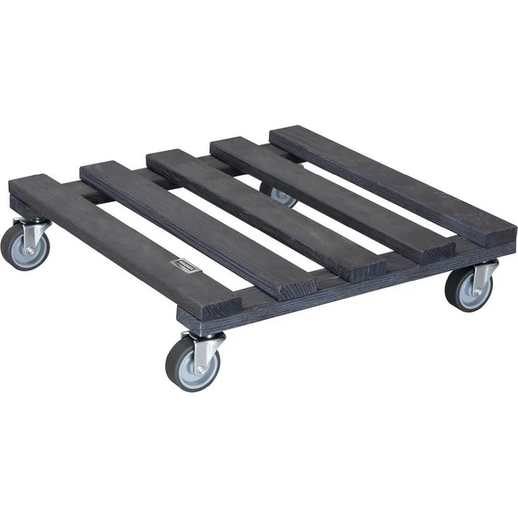 WAGNER design yourself Pflanzenroller PALETTI eckig 38 x 38 x 9,5 cm aus FSC®-Massivholz, kastanie & anthrazit mit Tragkraft 120 kg