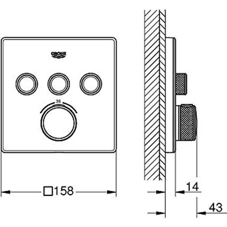 GROHE Grohtherm SmartControl Thermostat eckig Moon White, Unterputz-Thermostat mit 3 Absperrventilen, GROHE TurboStat, Sicherheitsfunktionen und Long-Life Oberfläche – Bild 2