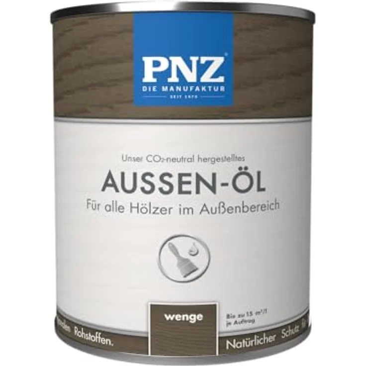 PNZ Außen-Öl, Holzlasur für Holzdeck, Terrasse, Fenster und Gartenhäuser, 2.5L, Farbe wenge, Made in Germany – Bild 1