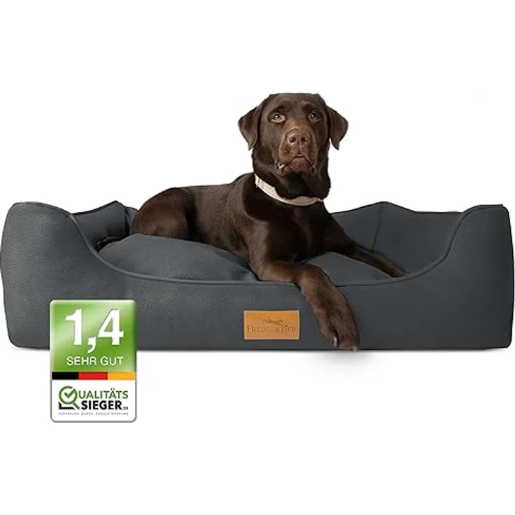 FREUDENTIER® orthopädisches Hundebett für mittelgroße & große Hunde - QUALITÄTSSIEGER ausgezeichnet mit 1.4 - Waschbar - Made in EU - Memory Foam - Hundekorb/Hundekissen 100x90cm – Bild 1