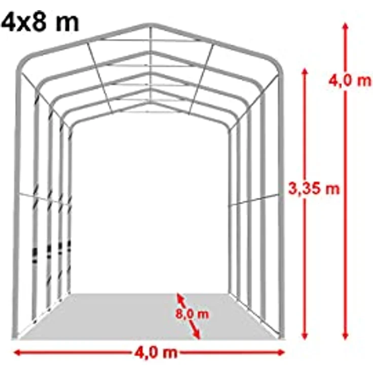 TOOLPORT Wikinger Zeltgarage 4x8 m, Carport für Boote, Wohnmobile und Traktoren, wasserdichte PVC-Plane, Torgröße 3,5x3,5 m, grün – Bild 5