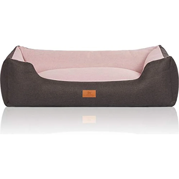 Knuffelwuff 14096-008 Hundebett Hundekörbchen Hundesofa Hundekissen Hundekorb Bezug Waschbar Grosse Hunde Xxl Luke Schwarz-Rosa – Bild 2