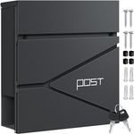 KESSER® Briefkasten mit Zeitungsfach Wandmontage Wandbriefkasten, 2X Schlüssel abschließbar, Moderner Postkasten Zeitungsrolle, inkl. Montagematerial, Softclose-Deckel, Anthrazit