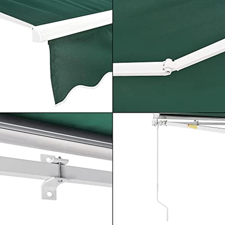 (en.casa) - Gelenkarmmarkise 300x250cm mit Handkurbel Dunkelgrün – Bild 8