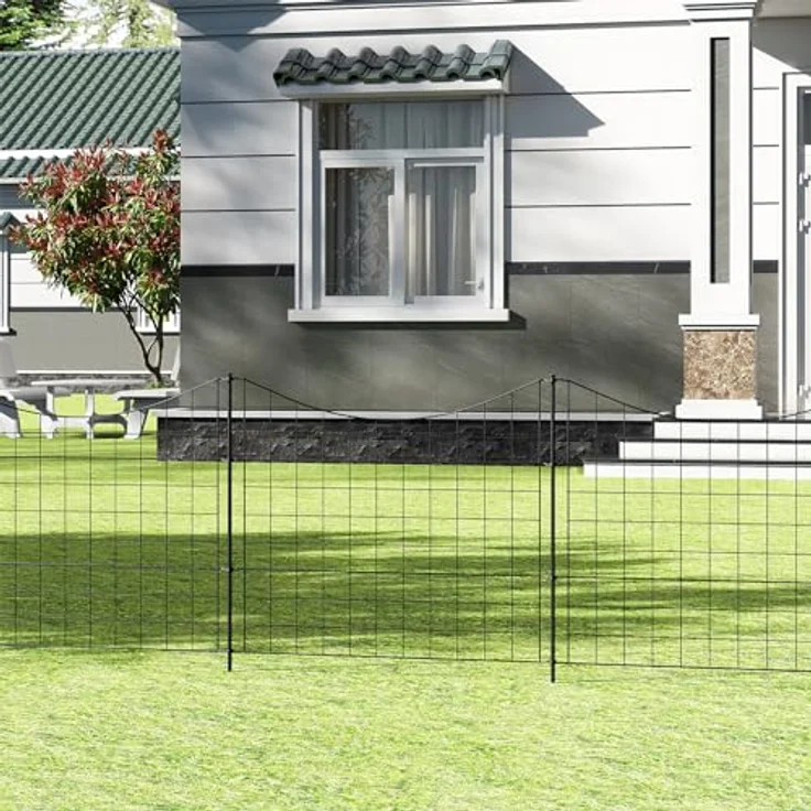 WOLTU 5 x Gitterzaun Oberbogen, dekorativer Gartenzaun für Hunde, Schwarz, 70×78 cm – Bild 9
