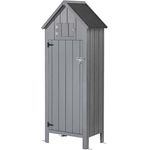 TRUTZHOLM Gartenschrank Tannenholz 179x65x46 cm wetterfest mit Bitumendach Gerätehaus Gartenhaus Schuppen Balkonschuppen Gartenbox Werkzeugschrank kleines Verkaufshäuschen in grau