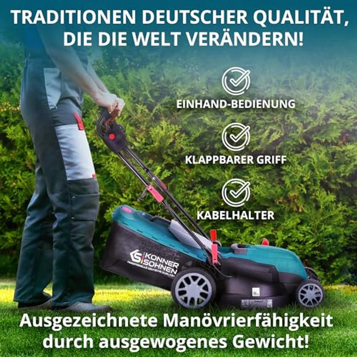 Könner & Söhnen Elektro-Rasenmäher KS 42LM, 1.800 W, Schnittbreite 42 cm, 3-in-1-Funktion, höhenverstellbar – Bild 3