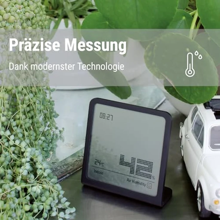 STADLER FORM 14869 Selina Hygrometer, digitales Innenmessgerät zur Überwachung von Temperatur (-10°C bis 50°C) und Luftfeuchtigkeit (25% bis 98%) mit komfortabler Smiley-Anzeige und integriertem Ständer – Bild 6