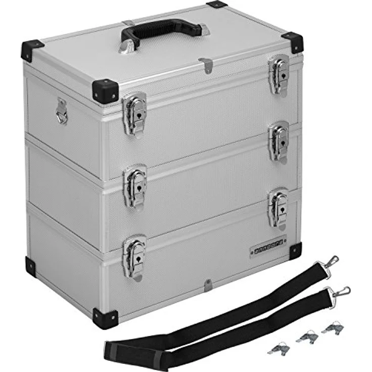 anndora Werkzeugkoffer 41 Liter Angelkoffer Etagenkoffer 3 Ebenen Silber Alu – Bild 2