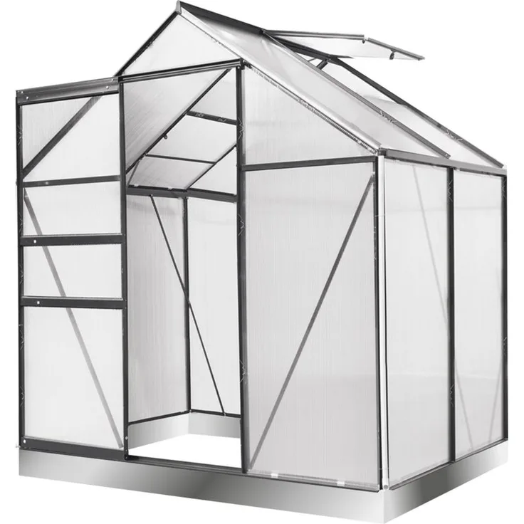 "BRAST Gewächshaus Aluminium mit Fundament rostfrei 130x190x195cm, BxTxH: 190 x 130 x 195 cm, wetterfestes hochwertiges Aluminium, Temperaturbeständig, Wärmedämmend, Lichtbrechend & UV-stabilisiert, grün"