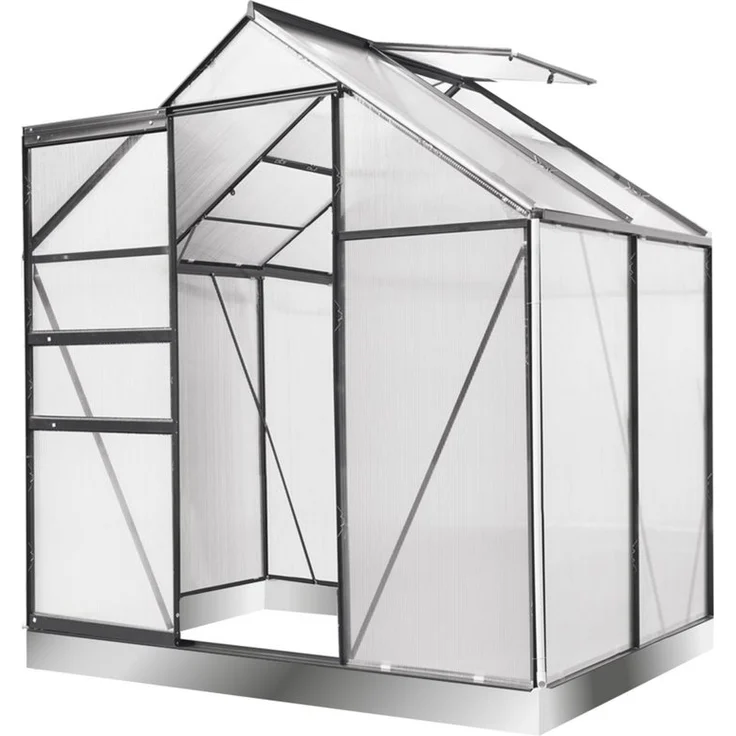 "BRAST Gewächshaus Aluminium mit Fundament rostfrei 130x190x195cm, BxTxH: 190 x 130 x 195 cm, wetterfestes hochwertiges Aluminium, Temperaturbeständig, Wärmedämmend, Lichtbrechend & UV-stabilisiert, grün"