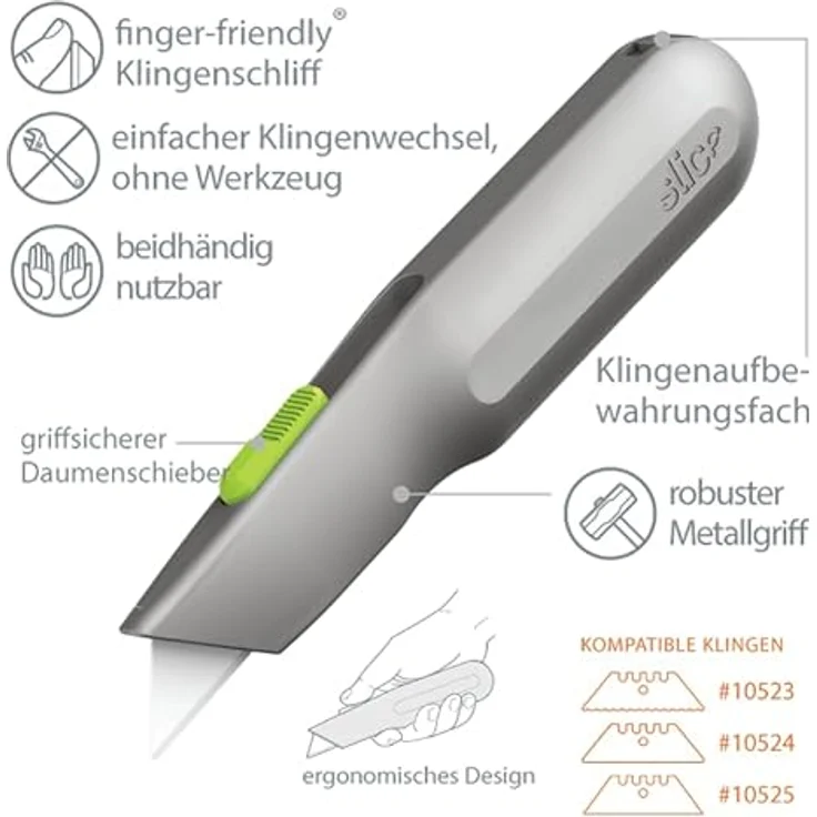SPG Cuttermesser M, Teppichmesser mit Metallgriff und automatischem Klingenrückzug, 6er Set – Bild 4