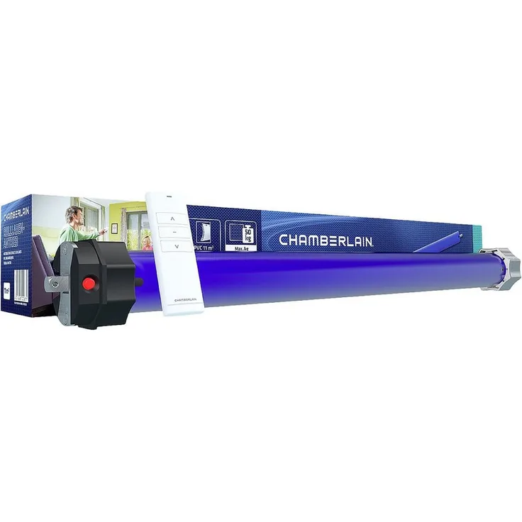 Chamberlain Markise Chamberlain RPD25ER-10 Funk-Rohrmotor-Set 60 mm 50 kg 275 W 25 Nm, für Rollläden bis 50 kg, mit automatischer Hinderniserkennung, weiß