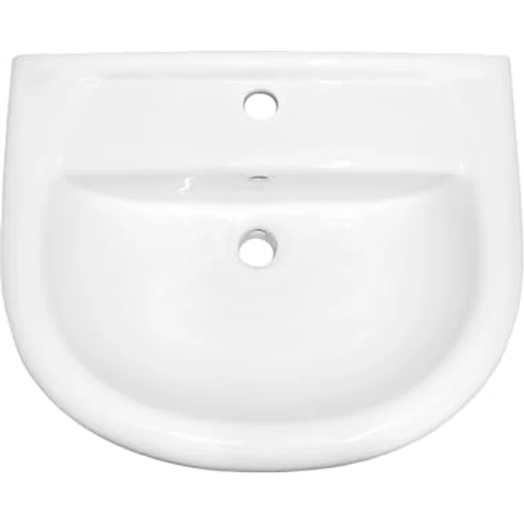 STABILO Sanitaer Keramik Wandhängewaschbecken 56 x 44 x 21 cm, Weiß, mit Überlaufschutz, Montageset, inkl. Abflussrohr und Abflussstopfen – Bild 4