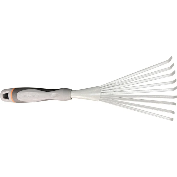 Primaster Fächerbesen mit Griff, 14 cm Arbeitsbreite, grau/orange, ergonomischer Handgriff für flexible Anwendung