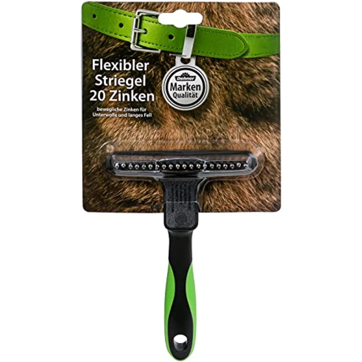 Dehner Hunde- und Katzenfellpflege, Flexibler Striegel, ca. 29.7 cm, mit ergonomischem Anti-Rutsch-Griff, Kunststoff – Bild 1